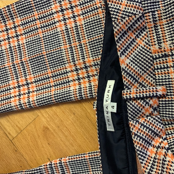 Unworn New Trina Turk Plaid Print Trousers Size 4 - Picture 5 of 7